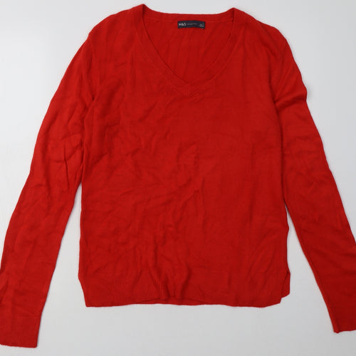 Marks and Spencer Womens Red  Acrylic Pullover Sweatshirt Size 12  Pullover
