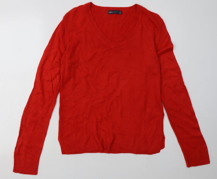 Marks and Spencer Womens Red  Acrylic Pullover Sweatshirt Size 12  Pullover
