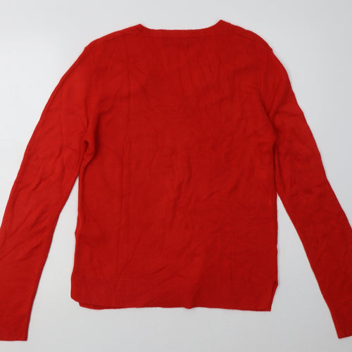 Marks and Spencer Womens Red  Acrylic Pullover Sweatshirt Size 12  Pullover