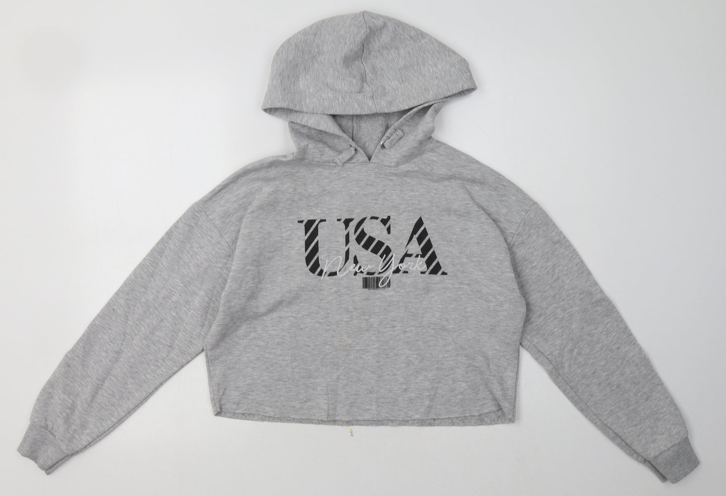 New Look Girls Grey  Cotton Pullover Hoodie Size 12-13 Years  Pullover