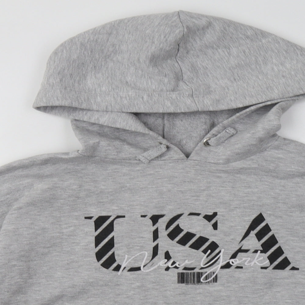 New Look Girls Grey  Cotton Pullover Hoodie Size 12-13 Years  Pullover