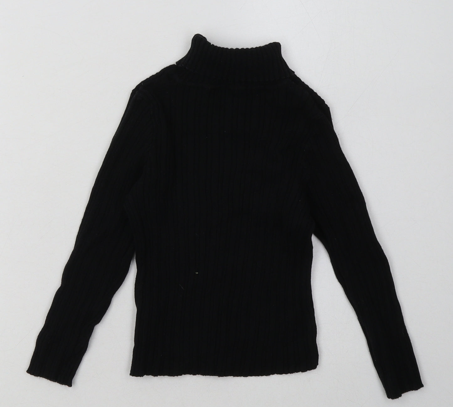 Nutmeg Girls Black  Cotton Basic Casual Size 5-6 Years Roll Neck Pullover