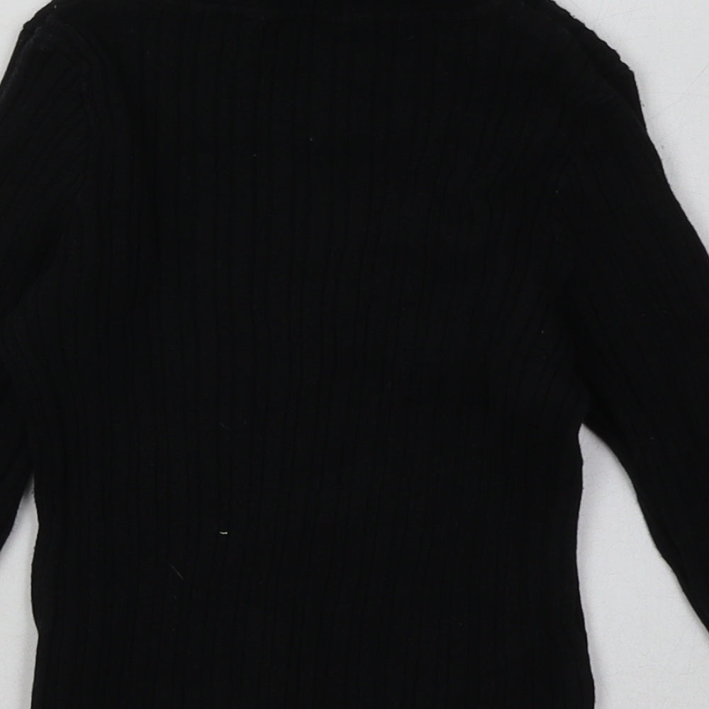 Nutmeg Girls Black  Cotton Basic Casual Size 5-6 Years Roll Neck Pullover