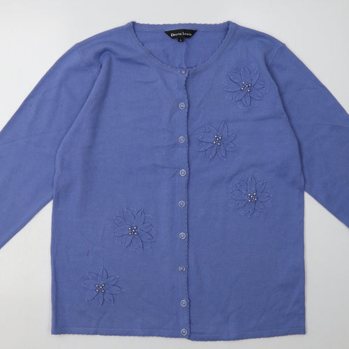 donna lewis Womens Purple Floral Acrylic Pullover Sweatshirt Size L  Pullover
