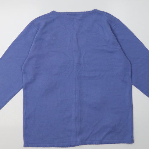 donna lewis Womens Purple Floral Acrylic Pullover Sweatshirt Size L  Pullover