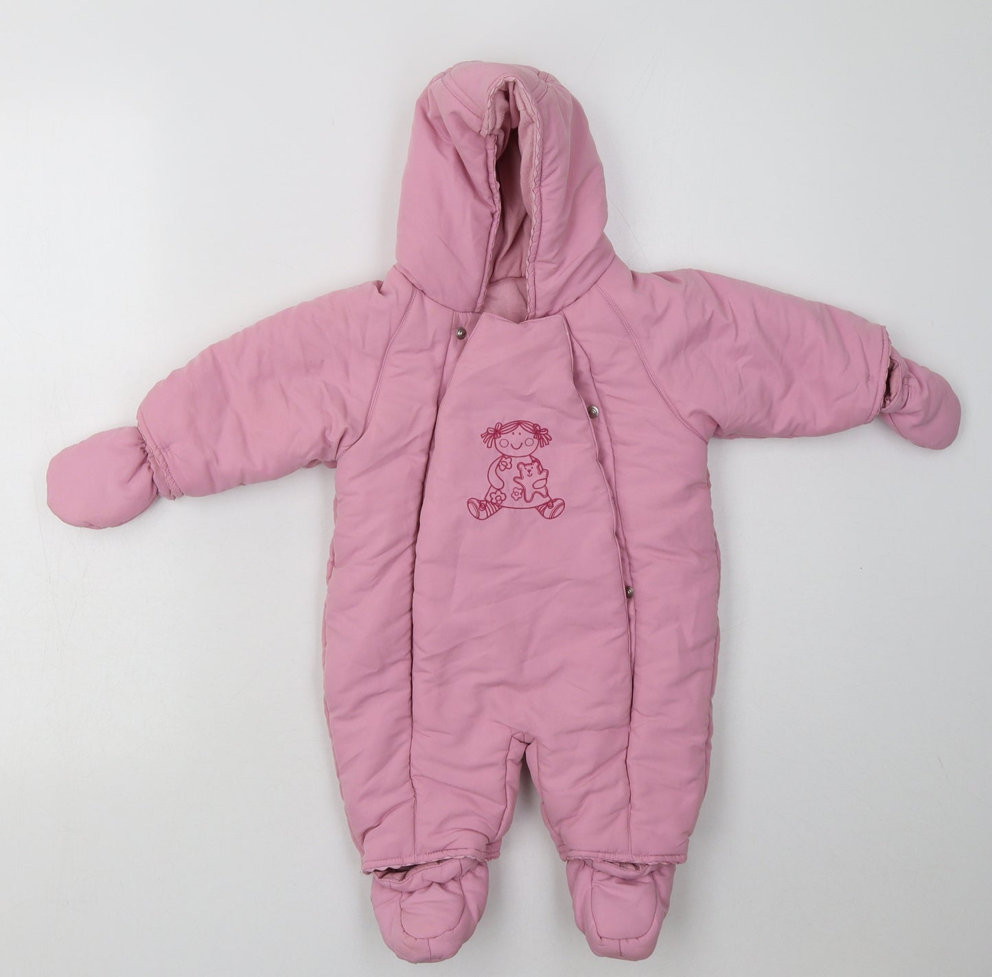 mothercrae Girls Pink  Polyester Babygrow One-Piece Size 3-6 Months  Buckle - with gloves