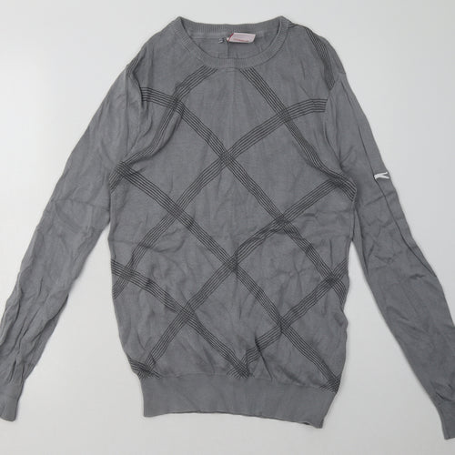 Slazenger Womens Grey Argyle/Diamond Cotton Pullover Sweatshirt Size 14  Pullover