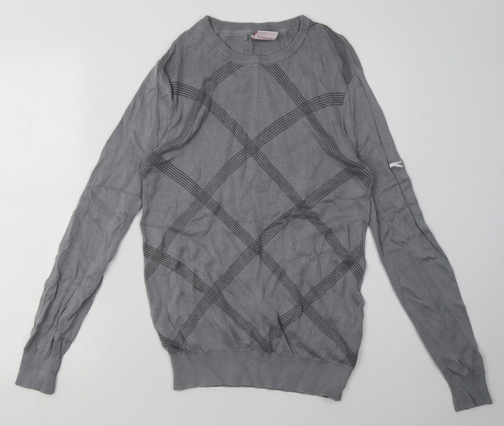Slazenger Womens Grey Argyle/Diamond Cotton Pullover Sweatshirt Size 14 Pullover