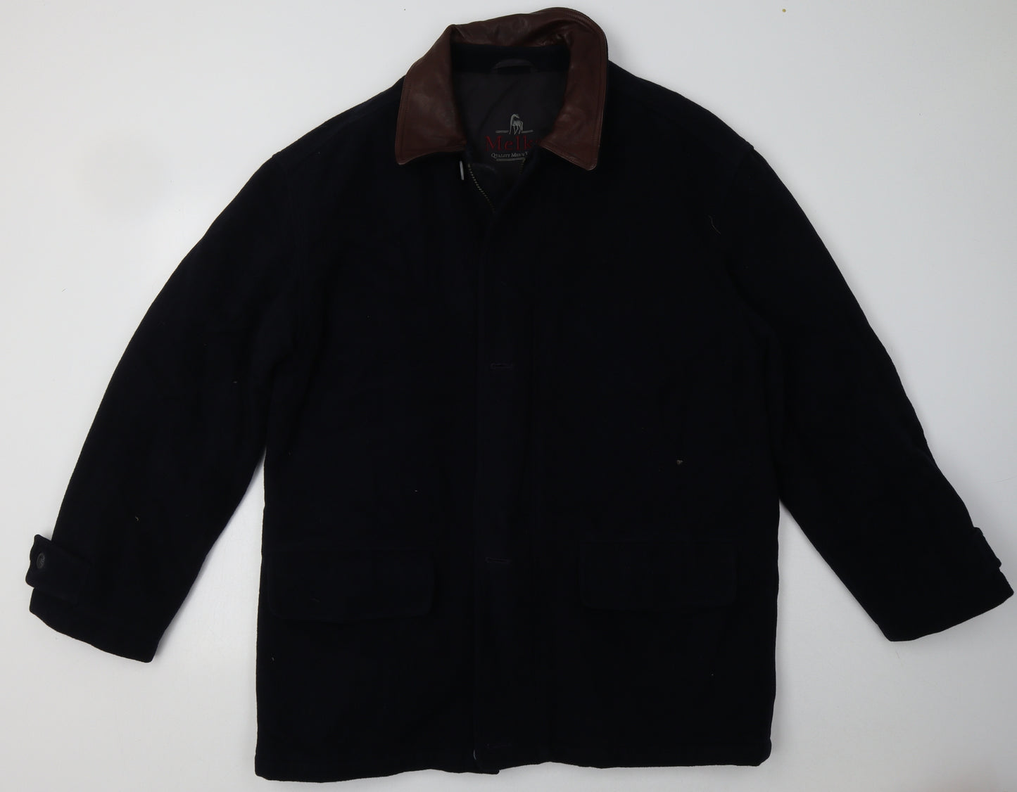 Melka Mens Blue   Overcoat Coat Size XL  Zip