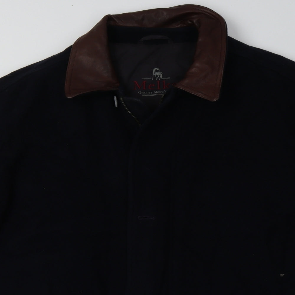 Melka Mens Blue   Overcoat Coat Size XL  Zip