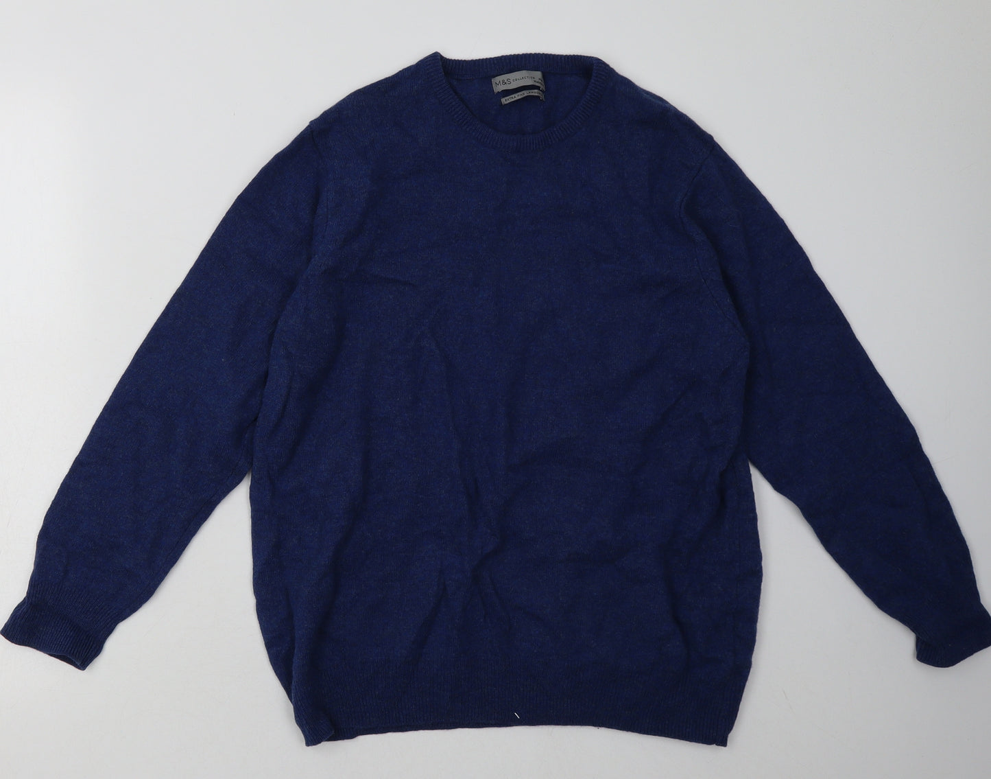 Marks and Spencer Mens Blue  Wool Pullover Sweatshirt Size XL
