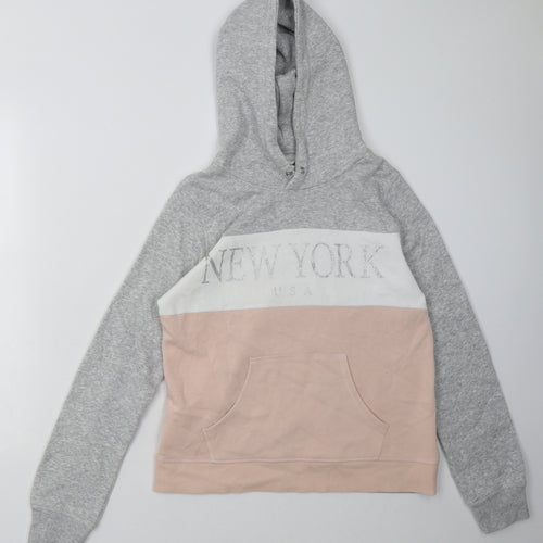 H&M Girls Grey Plaid Cotton Pullover Hoodie Size 14 Years  Pullover - New York
