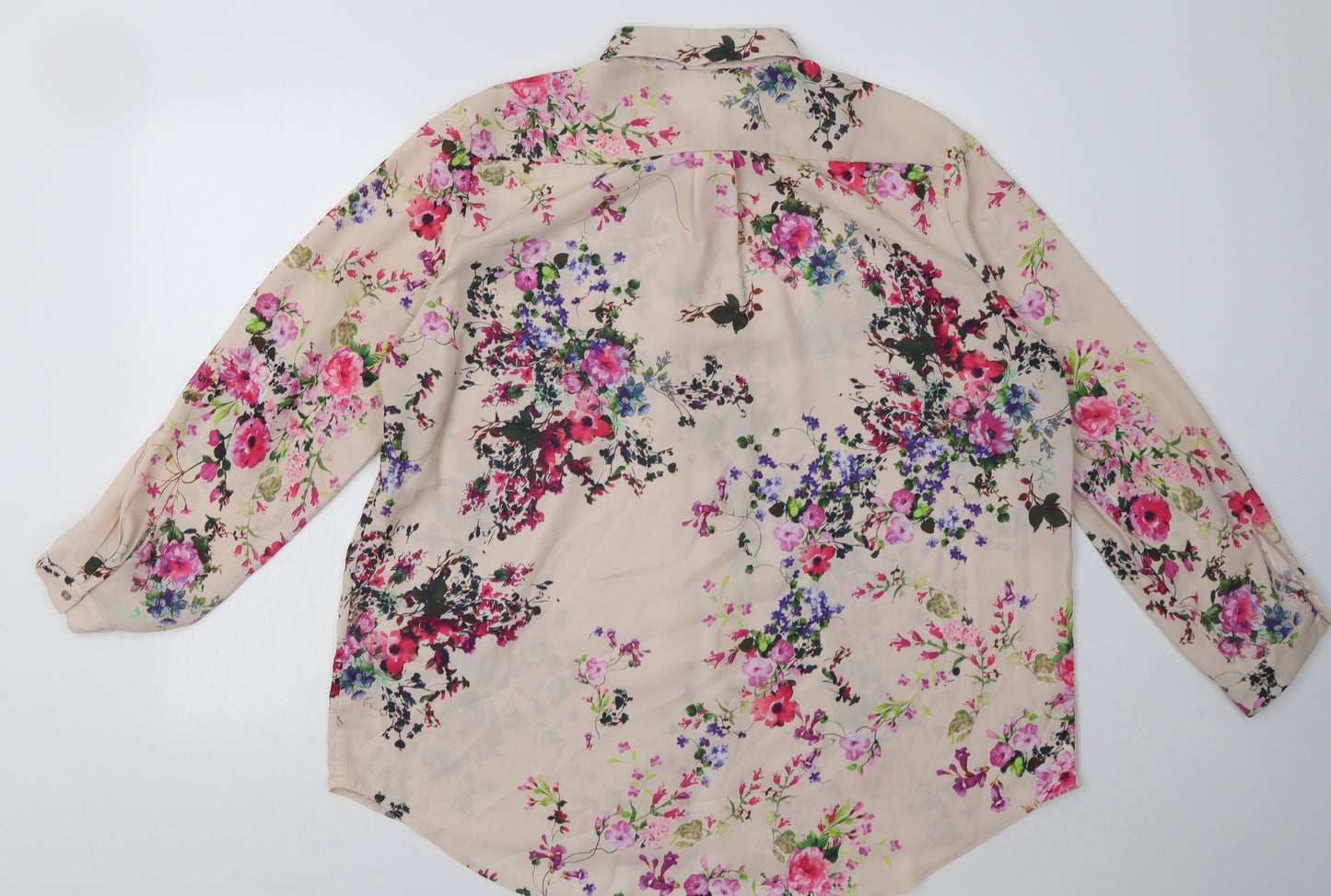 George Womens Beige Floral Polyester Basic Button-Up Size 20 Collared