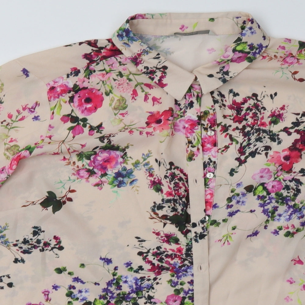 George Womens Beige Floral Polyester Basic Button-Up Size 20 Collared