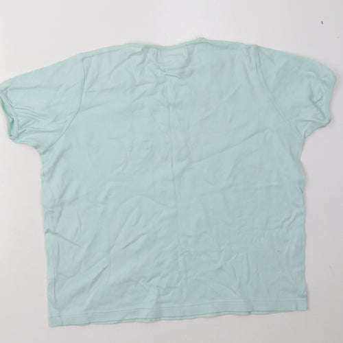 Holmewood Womens Blue Floral Cotton Basic T-Shirt Size M Crew Neck
