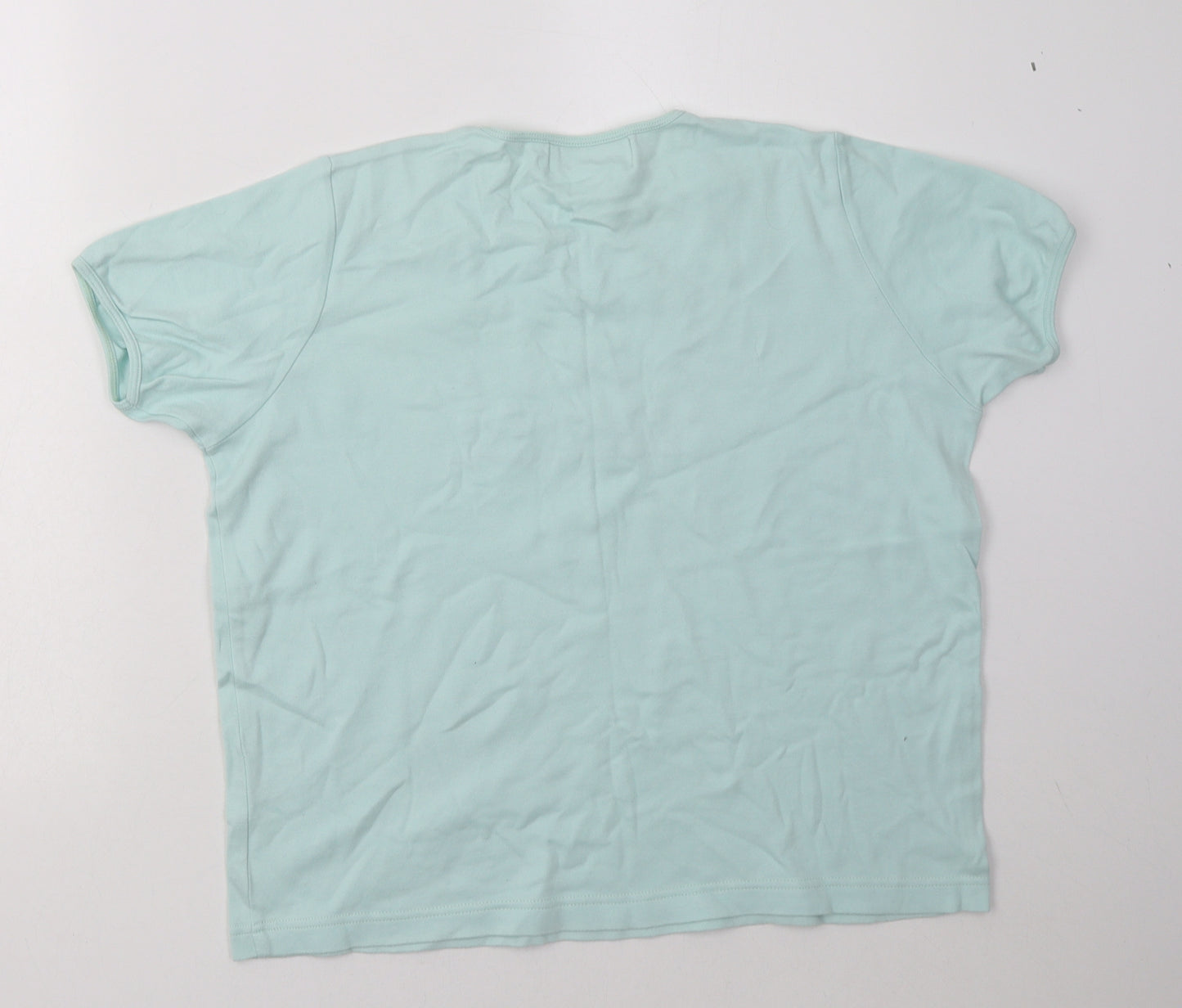 Holmewood Womens Blue Floral Cotton Basic T-Shirt Size M Crew Neck