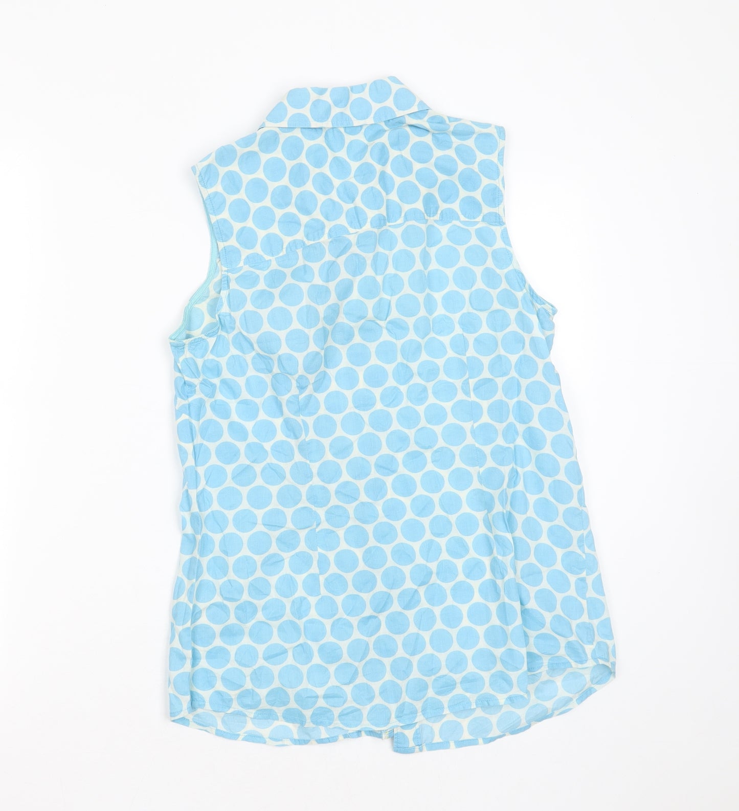 Boden Womens Blue Polka Dot Cotton Basic Blouse Size 12 Collared