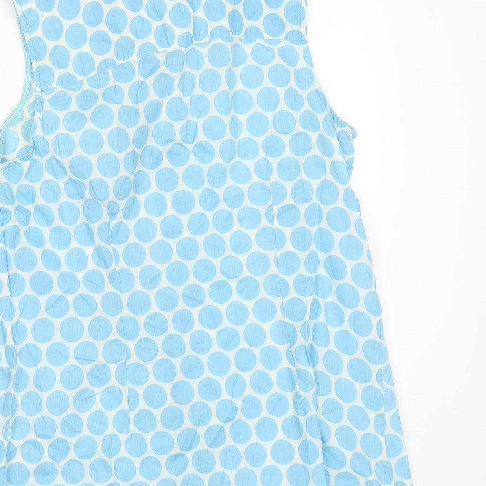 Boden Womens Blue Polka Dot Cotton Basic Blouse Size 12 Collared