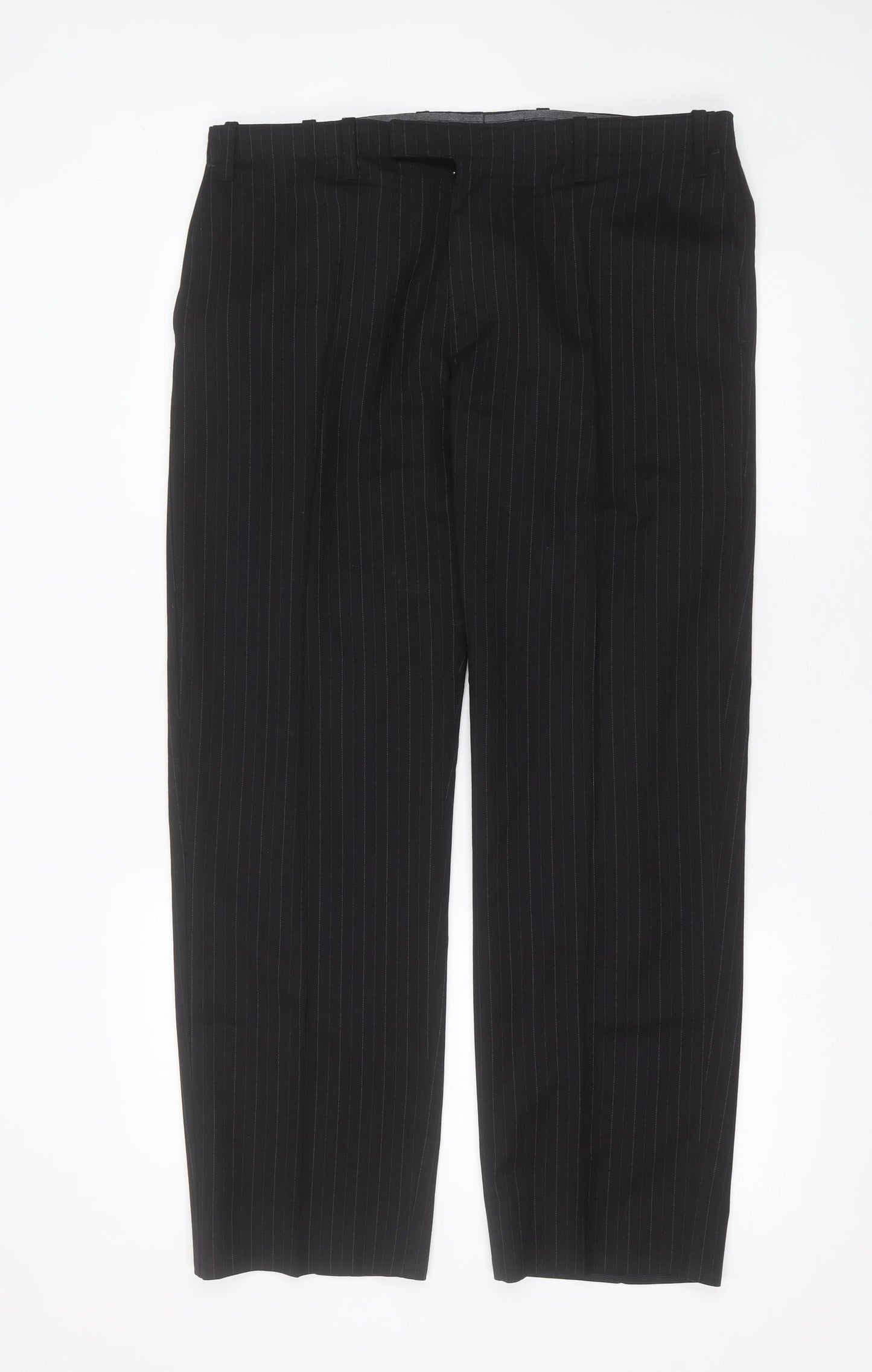 NEXT Womens Black Striped Wool Trousers  Size 36 in L30 in Regular