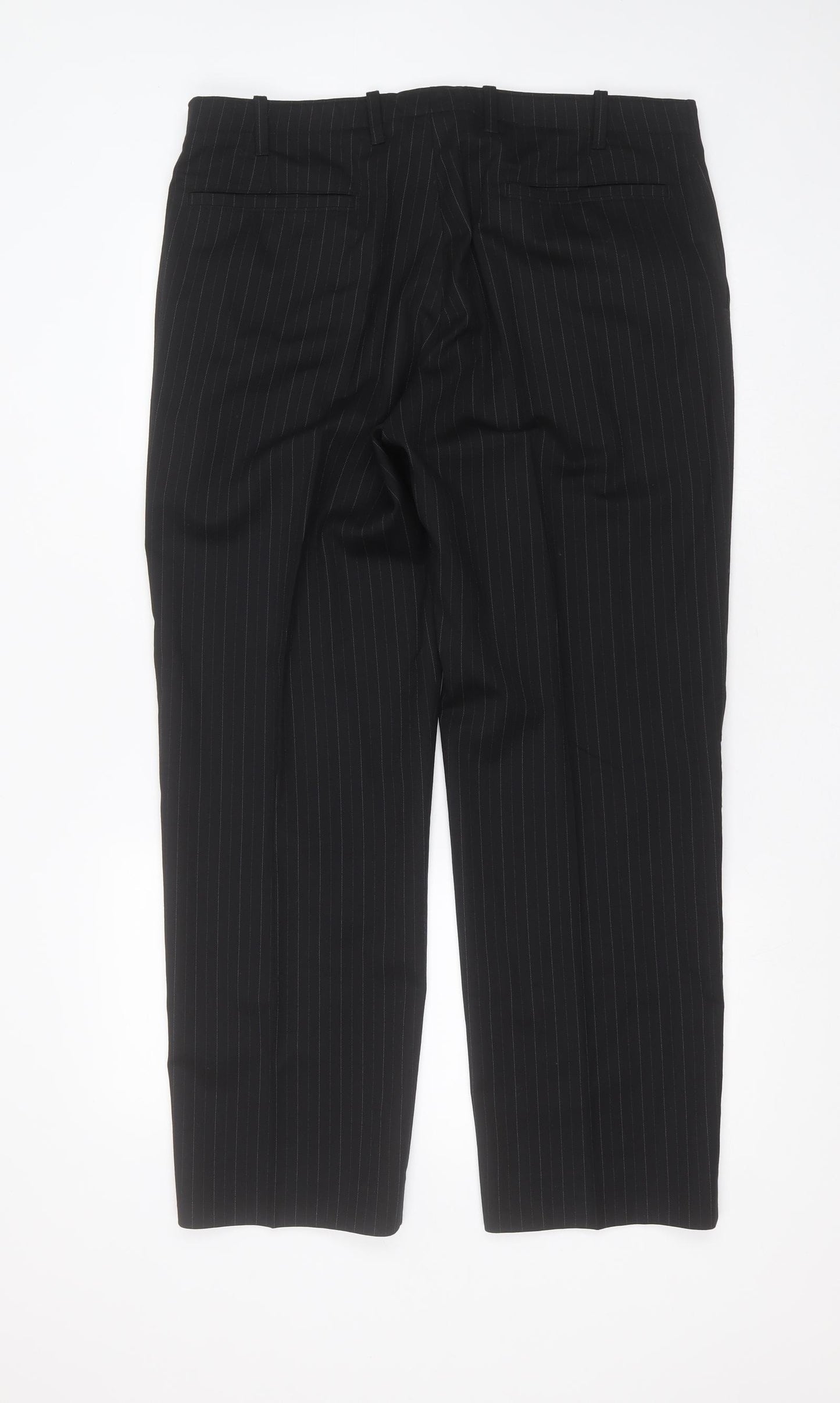 NEXT Womens Black Striped Wool Trousers  Size 36 in L30 in Regular