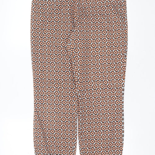 H&M Womens Black Geometric Cotton Trousers  Size 14 L26 in Slim