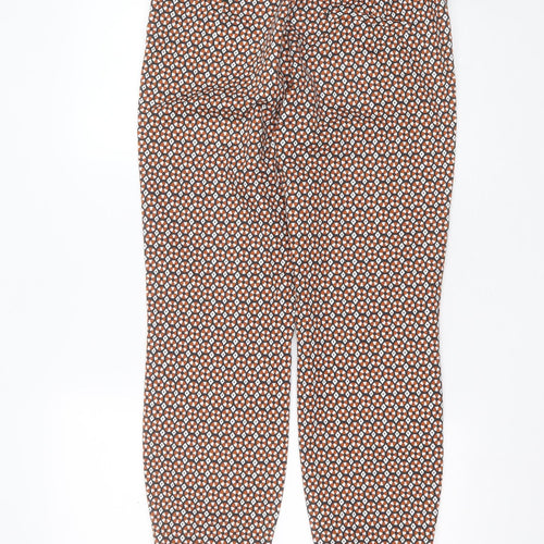 H&M Womens Black Geometric Cotton Trousers  Size 14 L26 in Slim