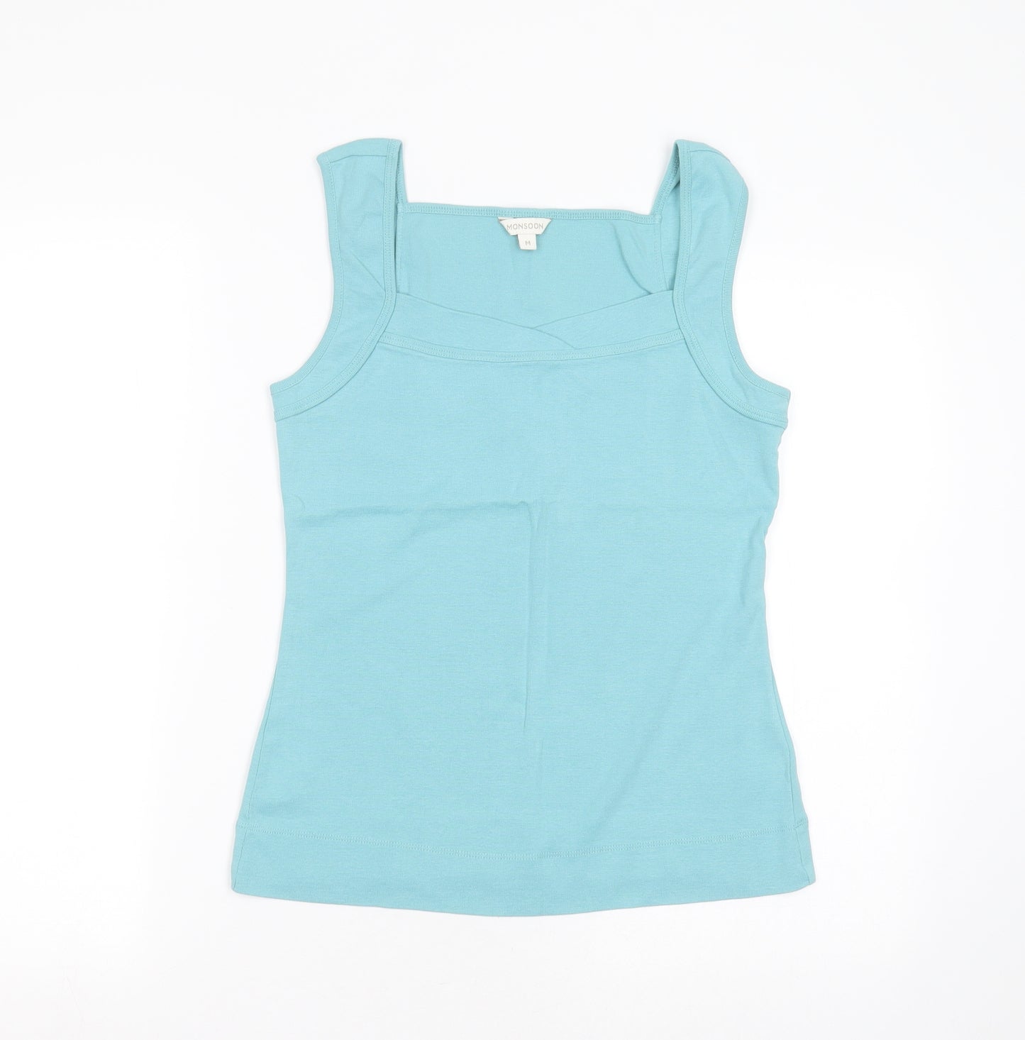 Monsoon Womens Green  Cotton Basic Tank Size M Square Neck