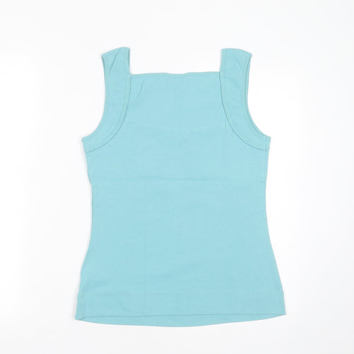 Monsoon Womens Green  Cotton Basic Tank Size M Square Neck
