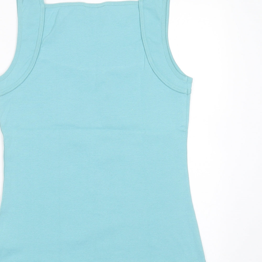 Monsoon Womens Green  Cotton Basic Tank Size M Square Neck