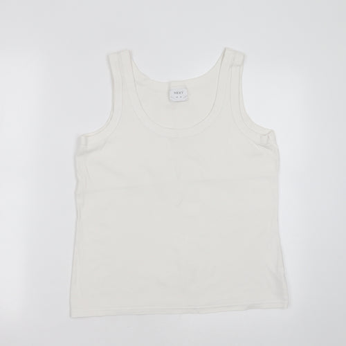 NEXT Womens White  Cotton Basic Tank Size 16 Round Neck
