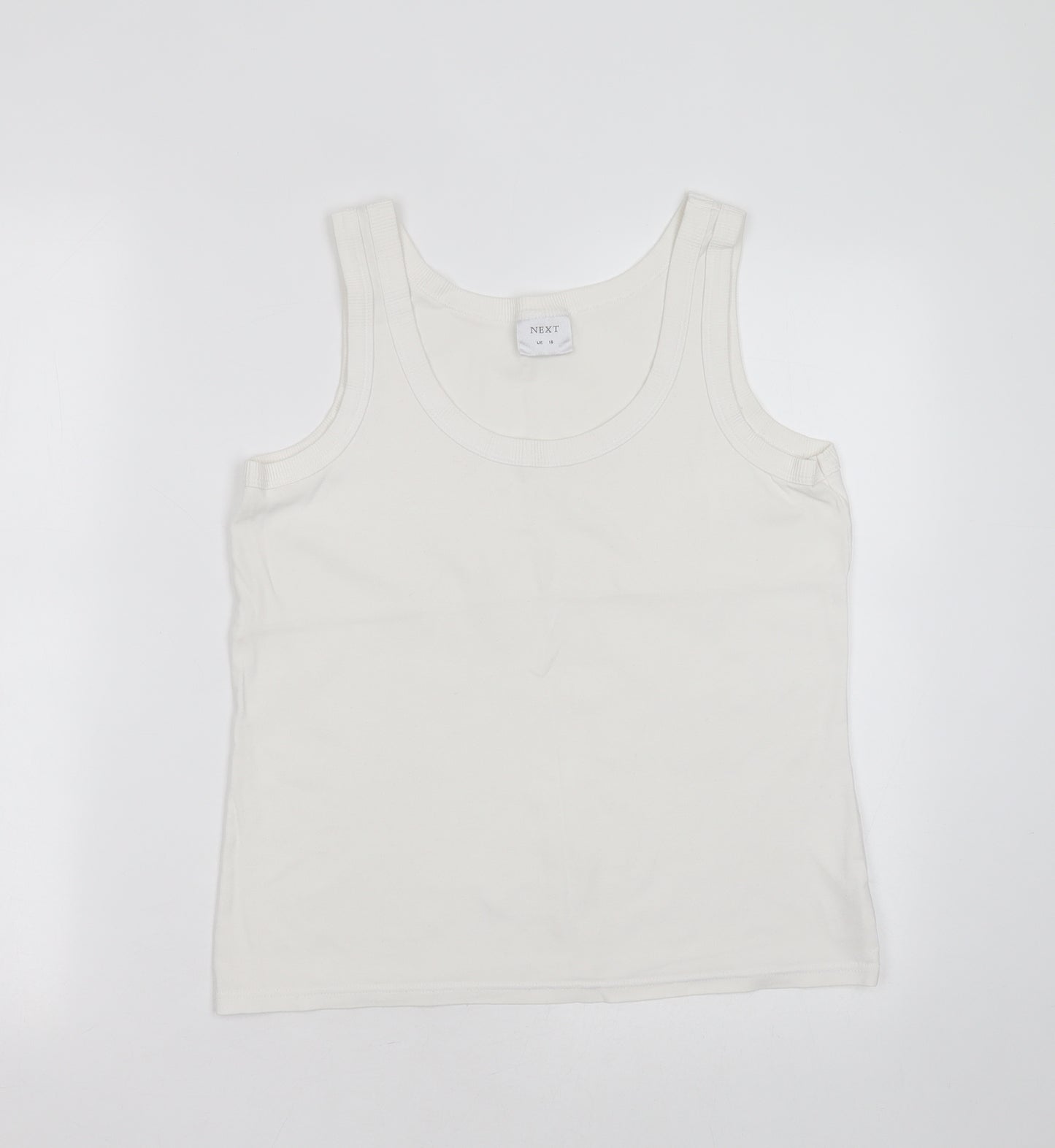 NEXT Womens White  Cotton Basic Tank Size 16 Round Neck