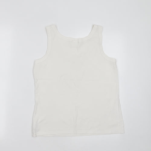 NEXT Womens White  Cotton Basic Tank Size 16 Round Neck