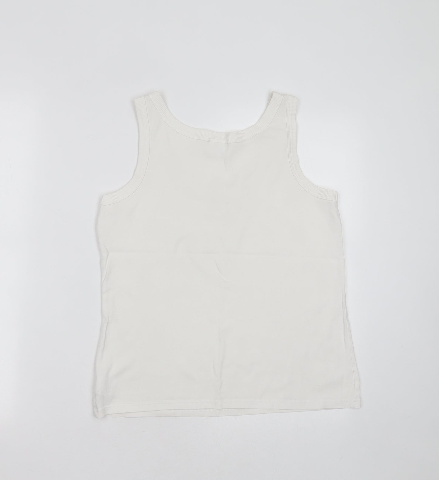 NEXT Womens White  Cotton Basic Tank Size 16 Round Neck