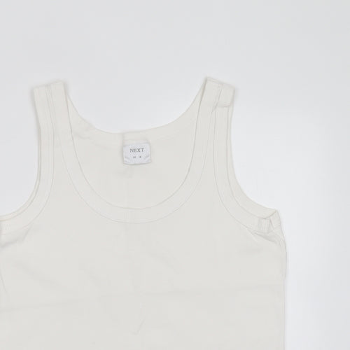 NEXT Womens White  Cotton Basic Tank Size 16 Round Neck