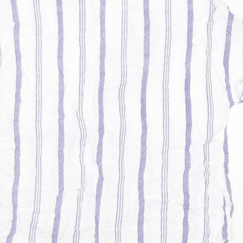 Primark Womens White Striped Viscose Basic Blouse Size 14 V-Neck