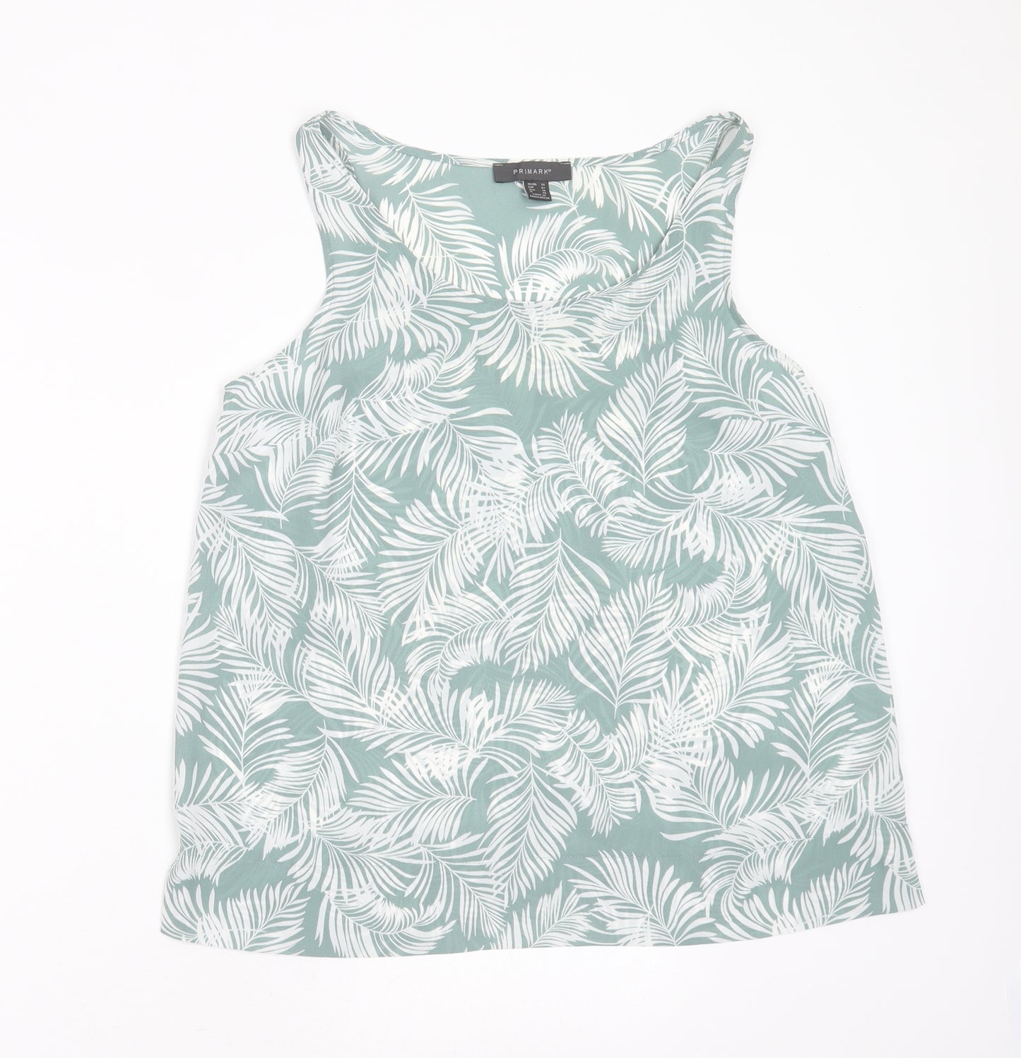 Primark Womens Green  Polyester Basic Blouse Size 14 Round Neck - leaf print