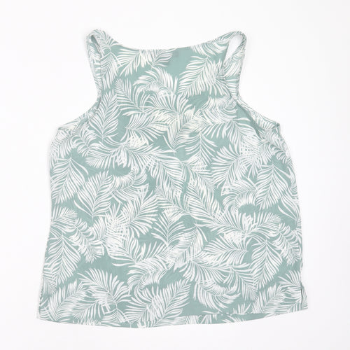 Primark Womens Green  Polyester Basic Blouse Size 14 Round Neck - leaf print