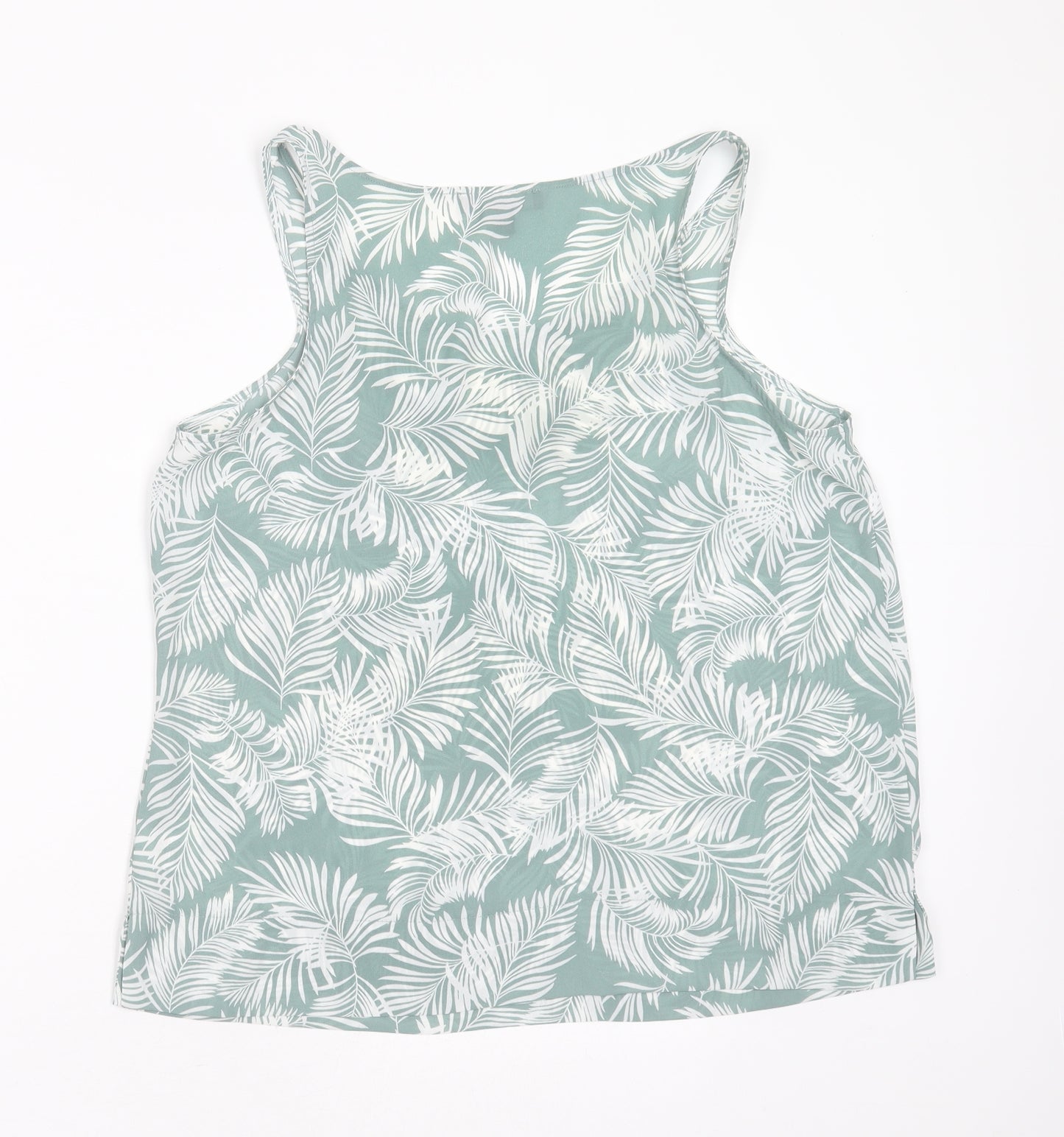 Primark Womens Green  Polyester Basic Blouse Size 14 Round Neck - leaf print
