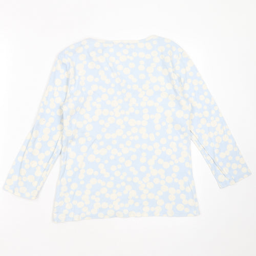 Boden Womens Blue Polka Dot Cotton Basic T-Shirt Size M V-Neck