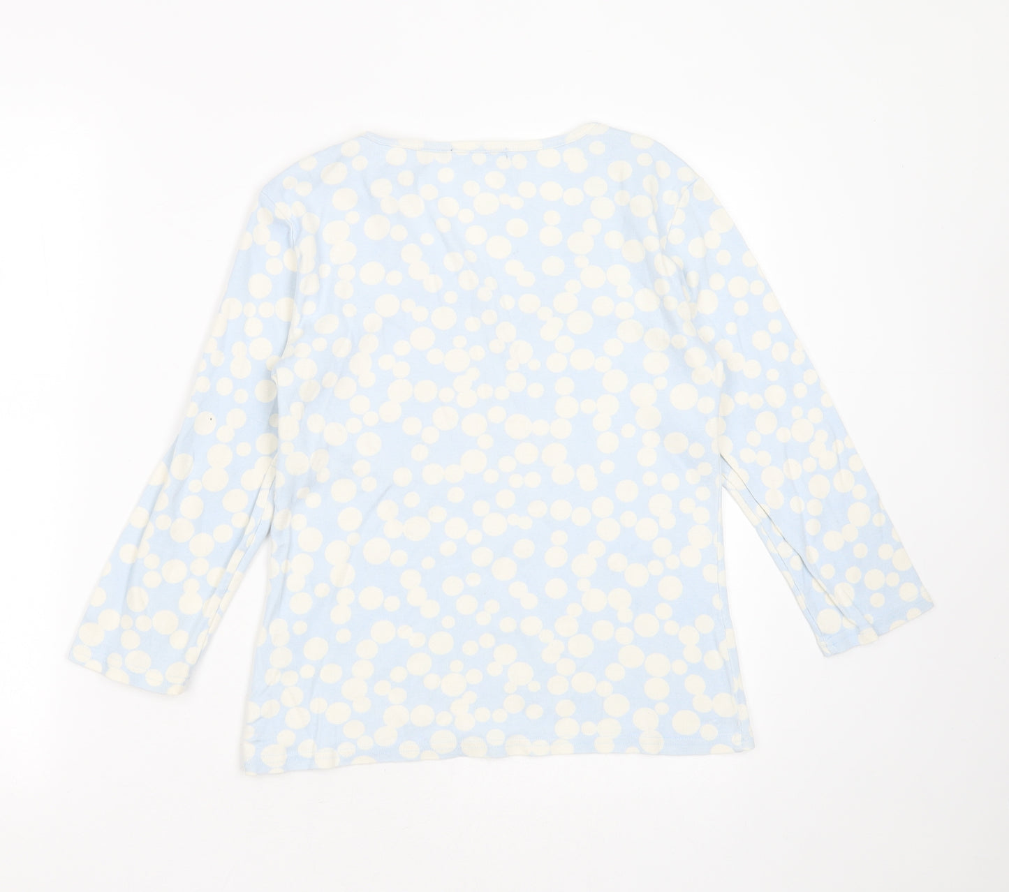 Boden Womens Blue Polka Dot Cotton Basic T-Shirt Size M V-Neck