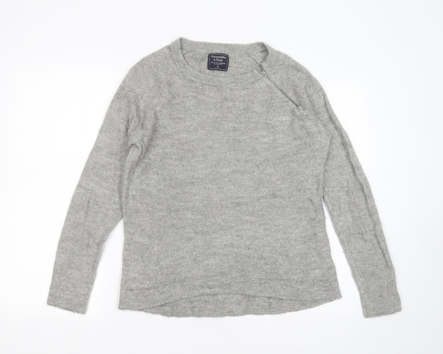 Abercrombie & Fitch Mens Grey Round Neck  Acrylic Pullover Jumper Size M