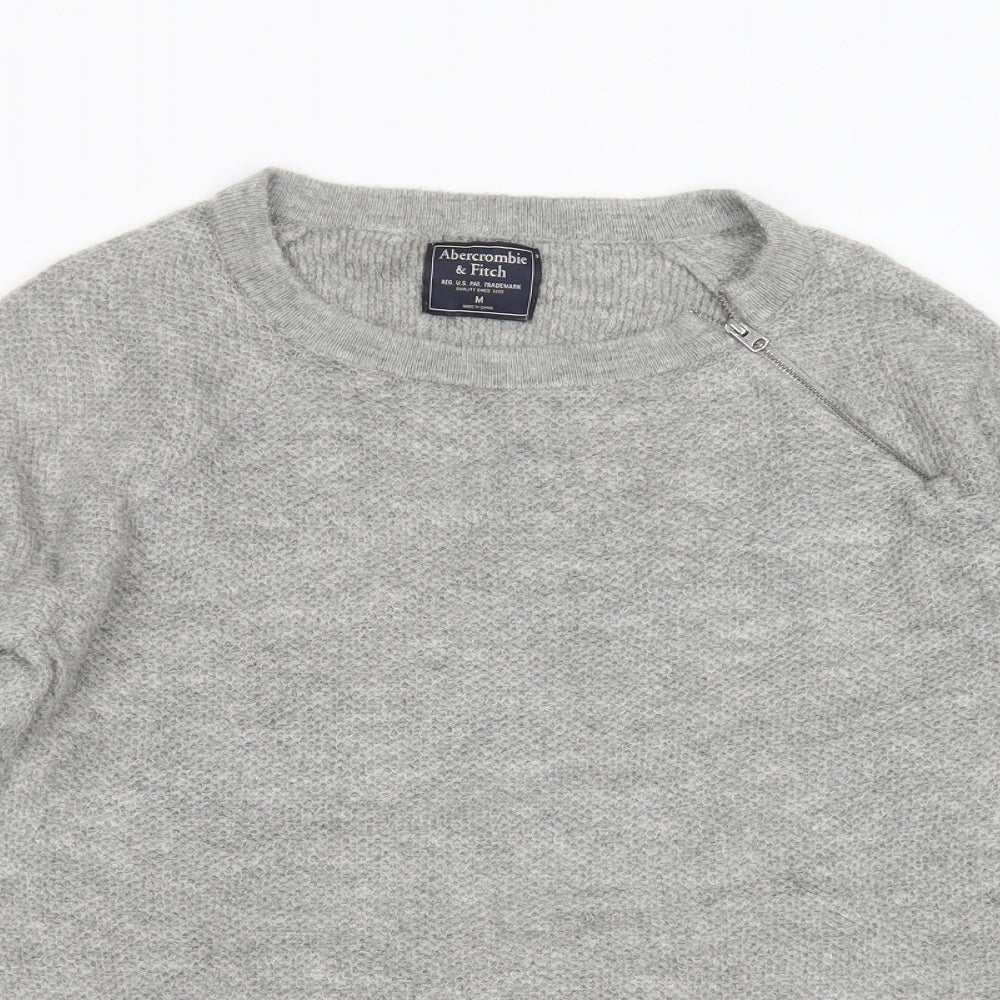 Abercrombie & Fitch Mens Grey Round Neck  Acrylic Pullover Jumper Size M