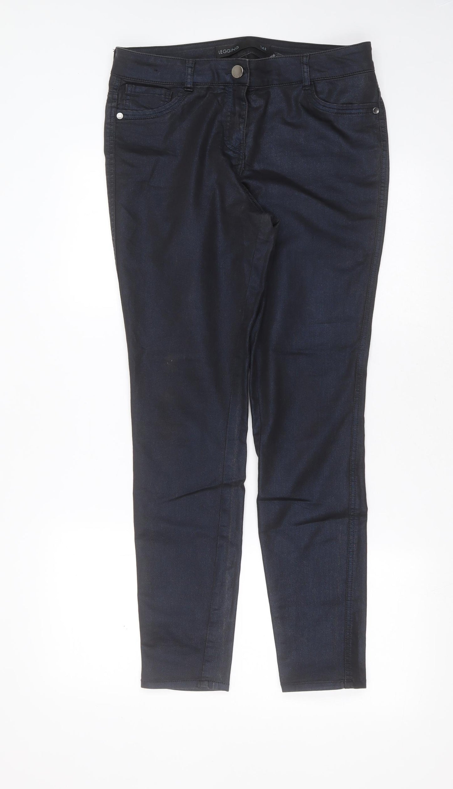 NEXT Womens Blue  Cotton Skinny Jeans Size 14 L29 in Extra-Slim