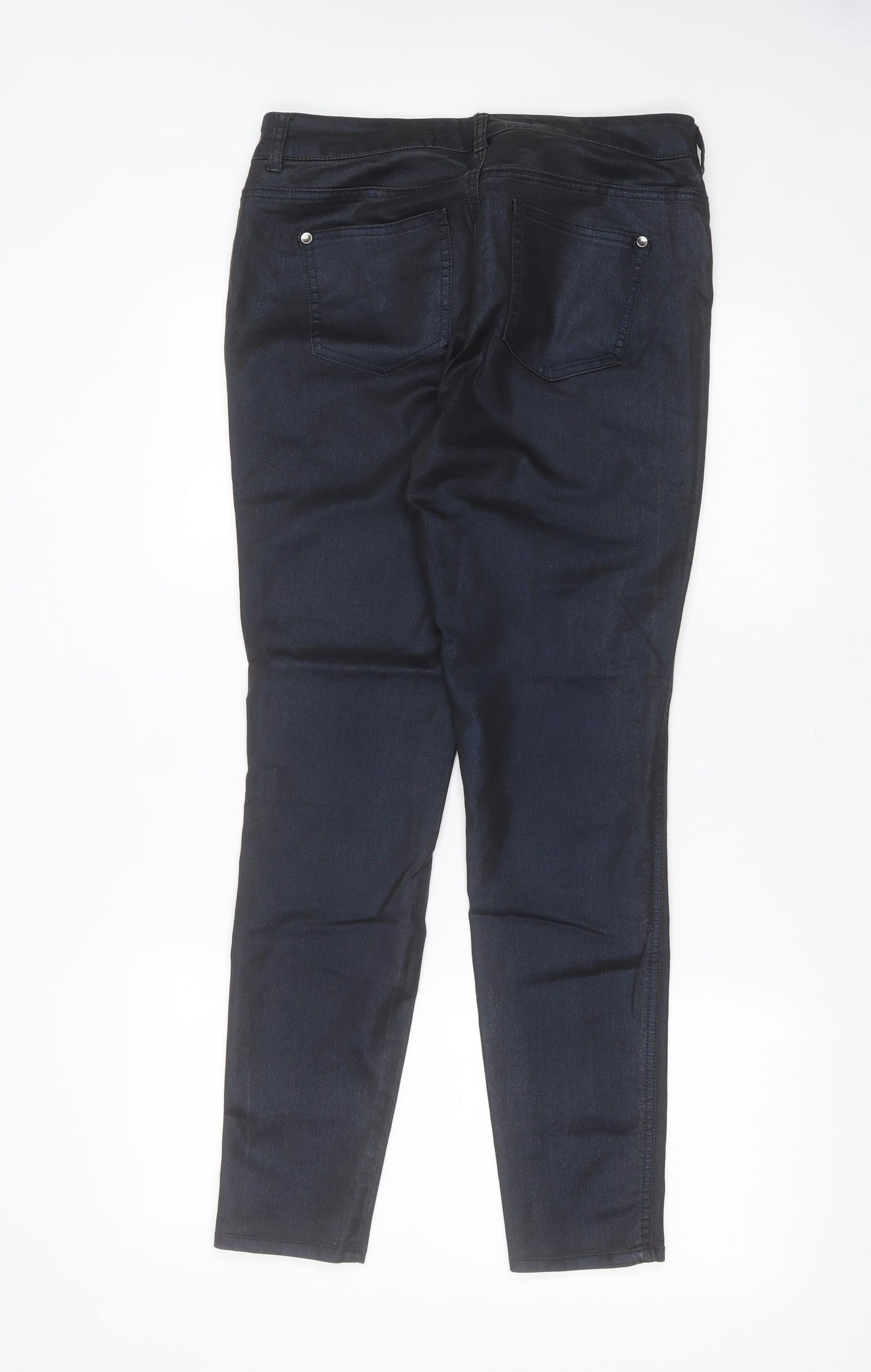 NEXT Womens Blue  Cotton Skinny Jeans Size 14 L29 in Extra-Slim