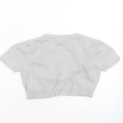 Cherokee Girls Silver V-Neck  Cotton Shrug Jumper Size 8-9 Years  Button