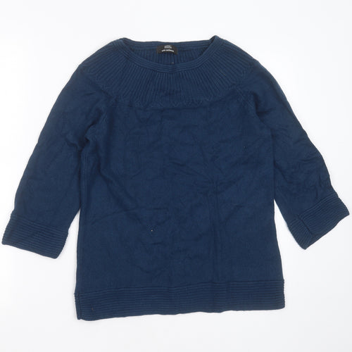 Marks and Spencer Womens Blue Round Neck  Cotton Pullover Jumper Size 10