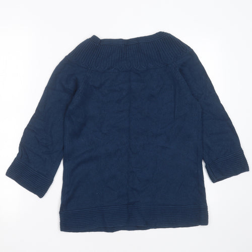 Marks and Spencer Womens Blue Round Neck  Cotton Pullover Jumper Size 10