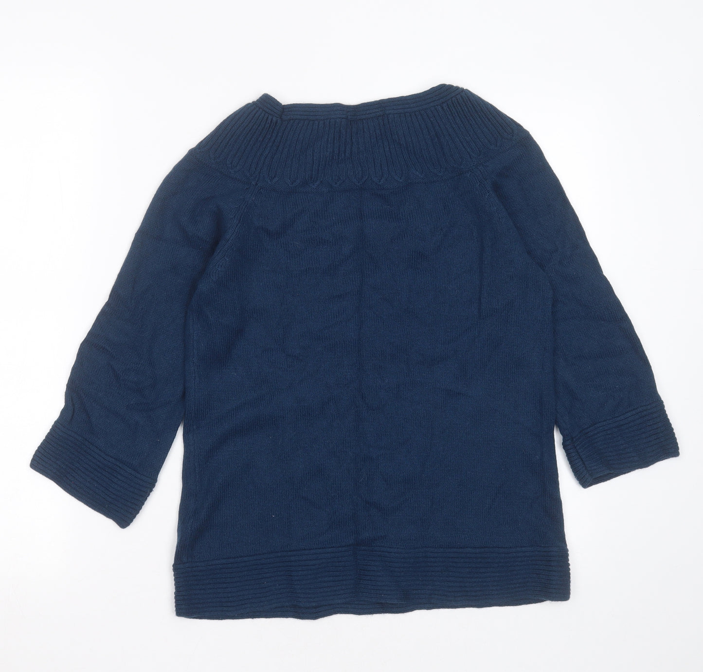 Marks and Spencer Womens Blue Round Neck  Cotton Pullover Jumper Size 10