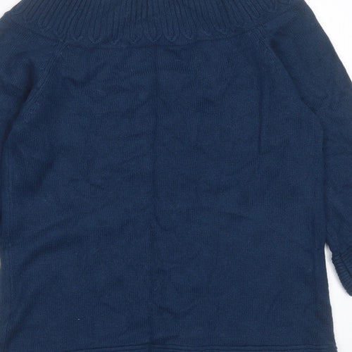 Marks and Spencer Womens Blue Round Neck  Cotton Pullover Jumper Size 10