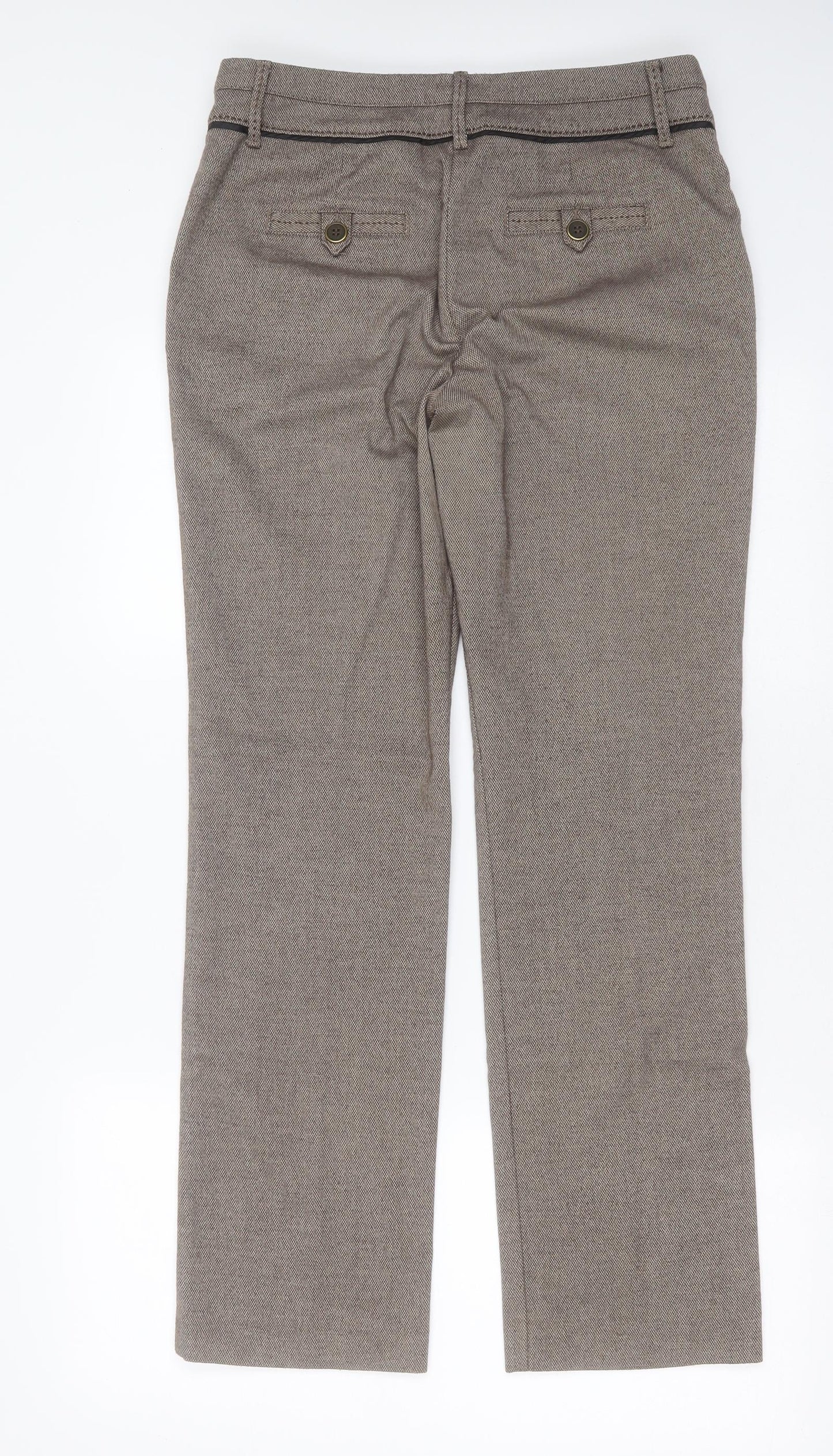 Marks and Spencer Womens Brown Geometric Polyester Trousers  Size 12 L29 in Regular Zip